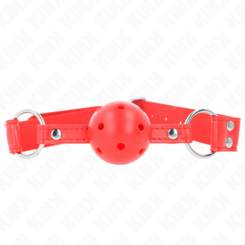 Bâillon à boule DUR creux rouge complet 62 x 2 CM — KINK