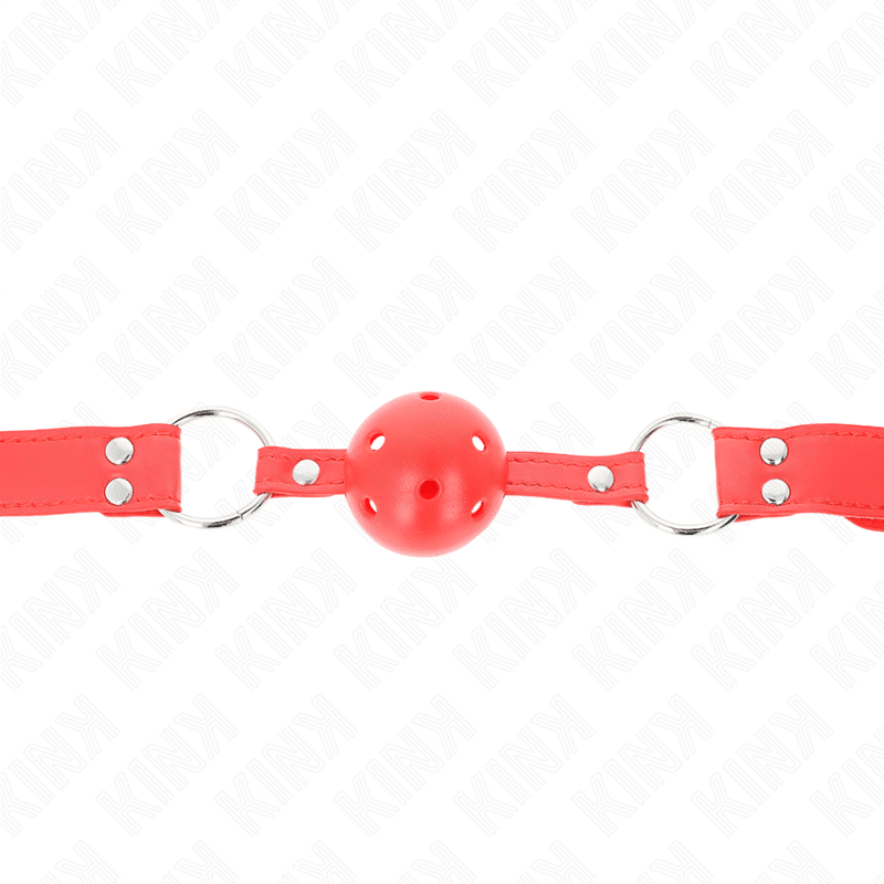 Bâillon à boule DUR creux rouge complet 62 x 2 CM — KINK, vue 3