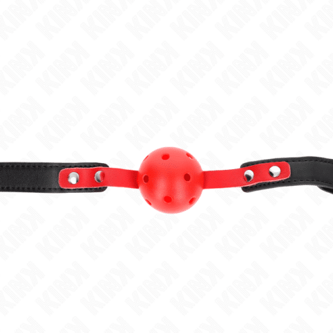 Balle dure creuse rouge 4 CM GAG bracelet noir 60 x 2 CM ajustable 37-52 CM — KINK