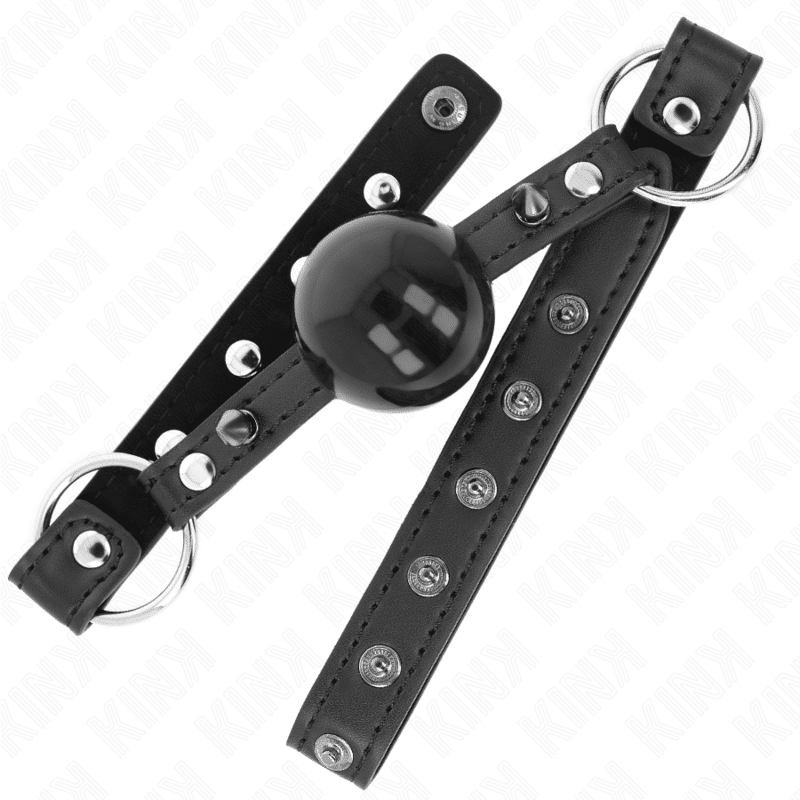 Bâillon balle 4 CM avec pointe rivet et snap lock 65 x 2 CM — KINK, vue 2