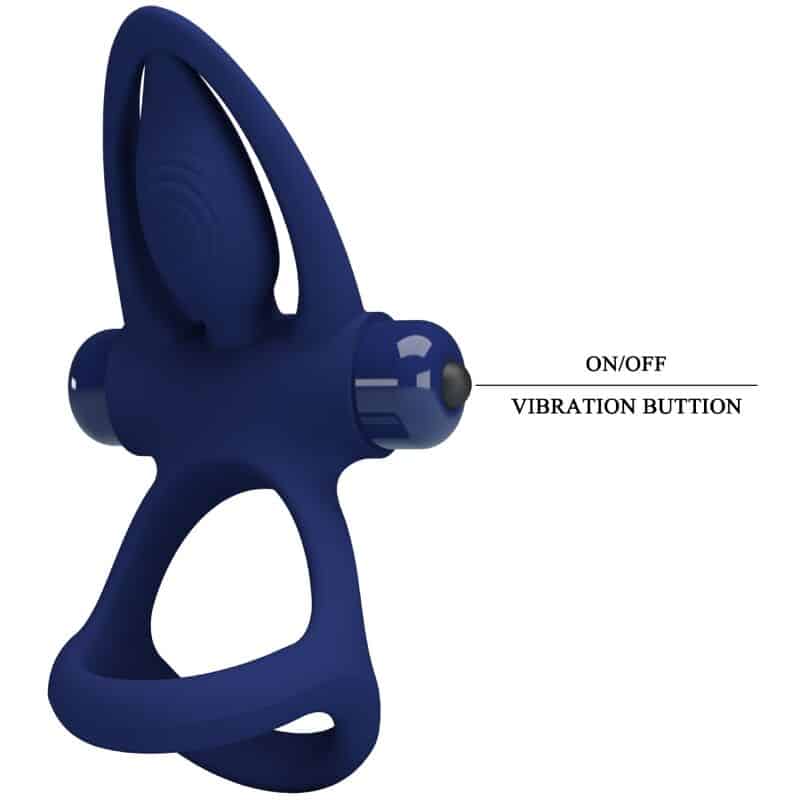 MAT double anneau avec vibration & stimulateur bleu — PRETTY LOVE, vue 8