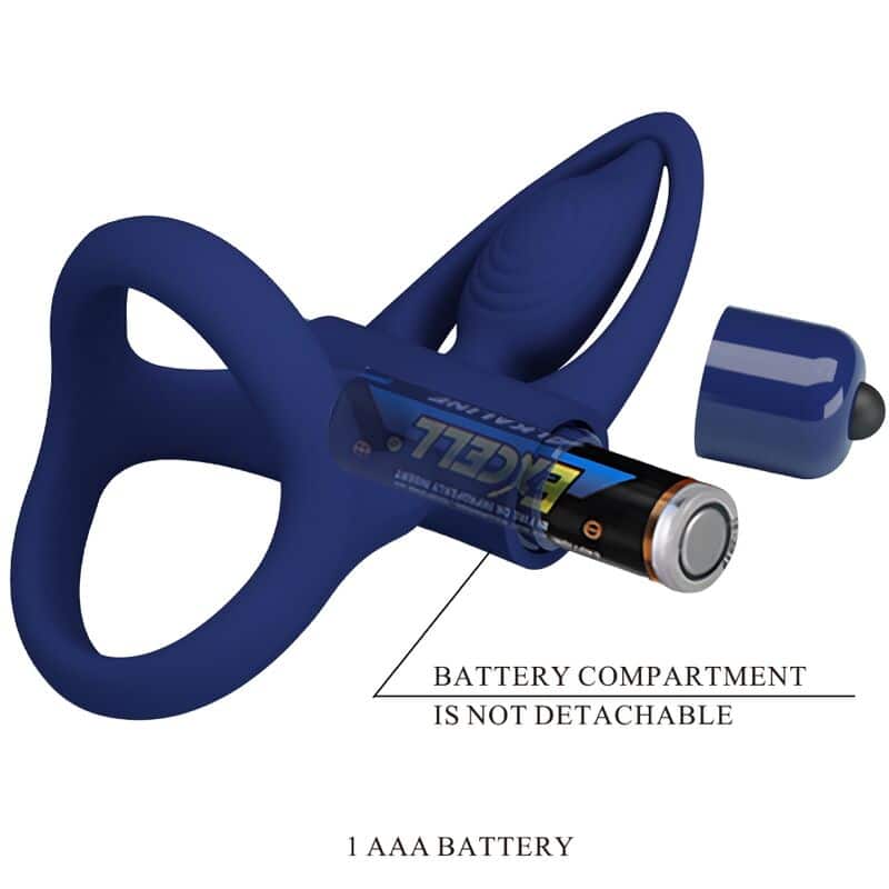 MAT double anneau avec vibration & stimulateur bleu — PRETTY LOVE, vue 9