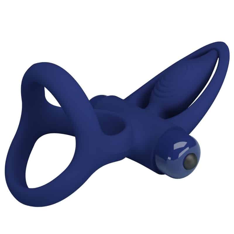 MAT double anneau avec vibration & stimulateur bleu — PRETTY LOVE, vue 5