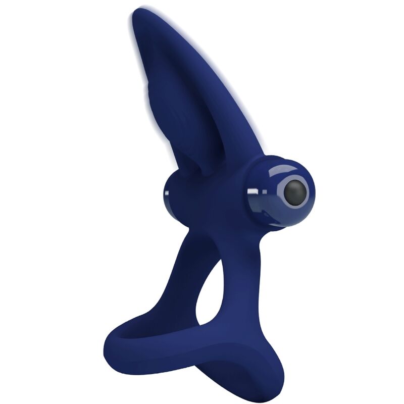 MAT double anneau avec vibration & stimulateur bleu — PRETTY LOVE, vue 2