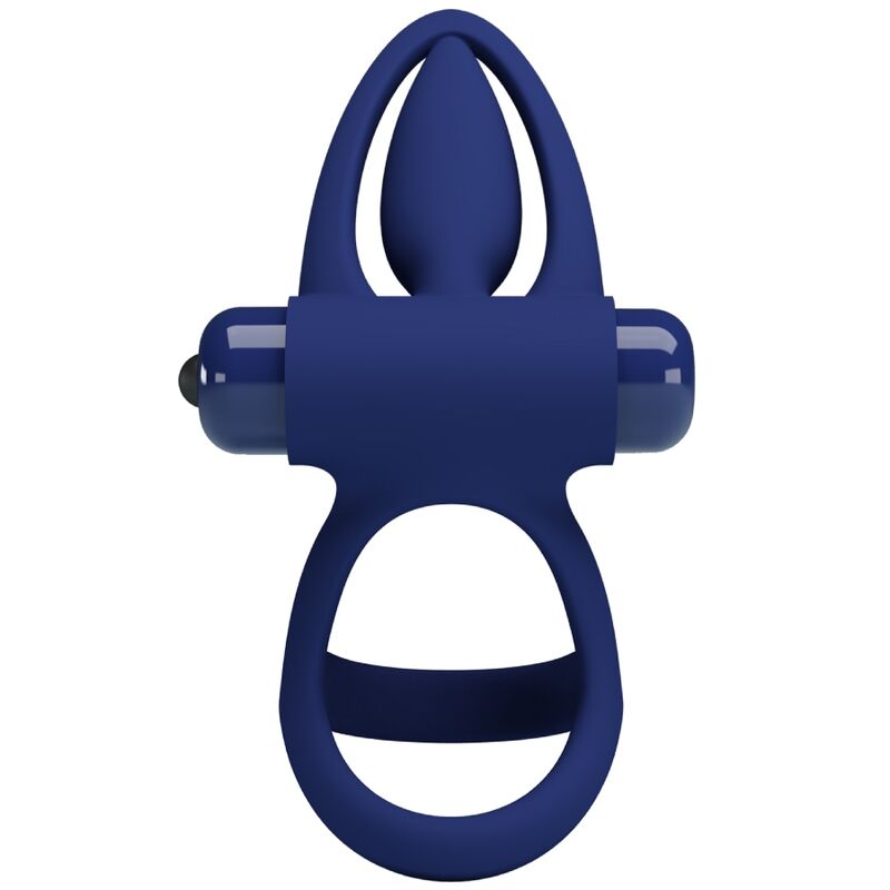 MAT double anneau avec vibration & stimulateur bleu — PRETTY LOVE, vue 4