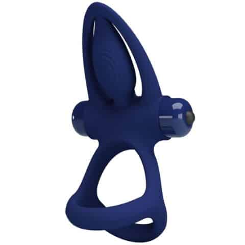 MAT double anneau avec vibration & stimulateur bleu — PRETTY LOVE