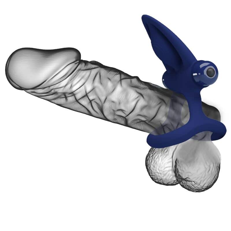 MAT double anneau avec vibration & stimulateur bleu — PRETTY LOVE, vue 6