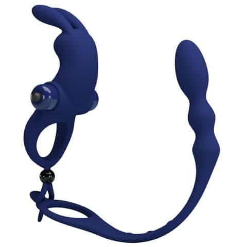Ayad anneau vibrateur lapin avec plug bleu — PRETTY LOVE