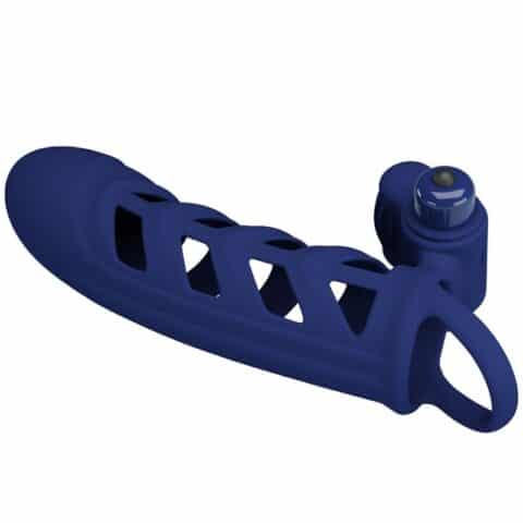 Altaf anneau vibrateur avec gaine en silicone bleu — PRETTY LOVE