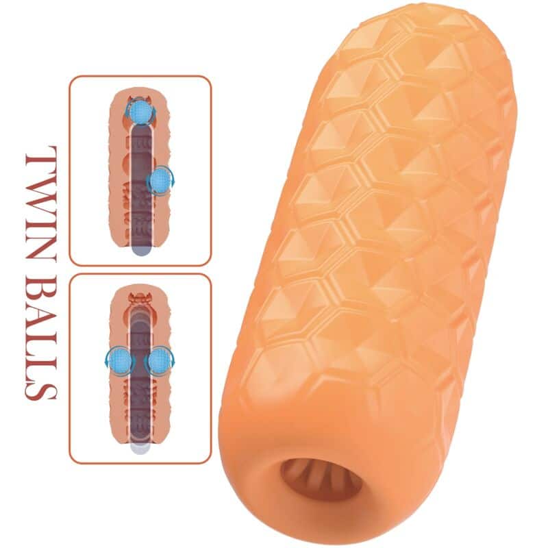 Masturbateur pour homme à deux boules orange — PRETTY LOVE, vue 5