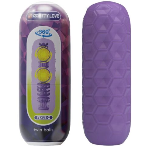 Masturbateur pour homme à deux boules violet — PRETTY LOVE