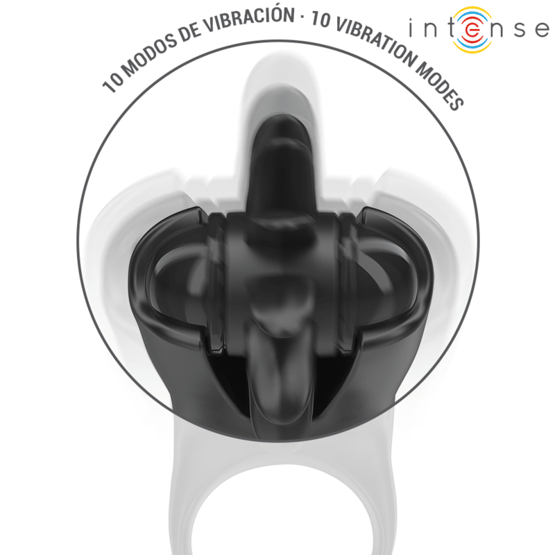 Mabel anneau vibrant 10 vibrations avec stimulateur de clitoris noir — INTENSE, vue 4