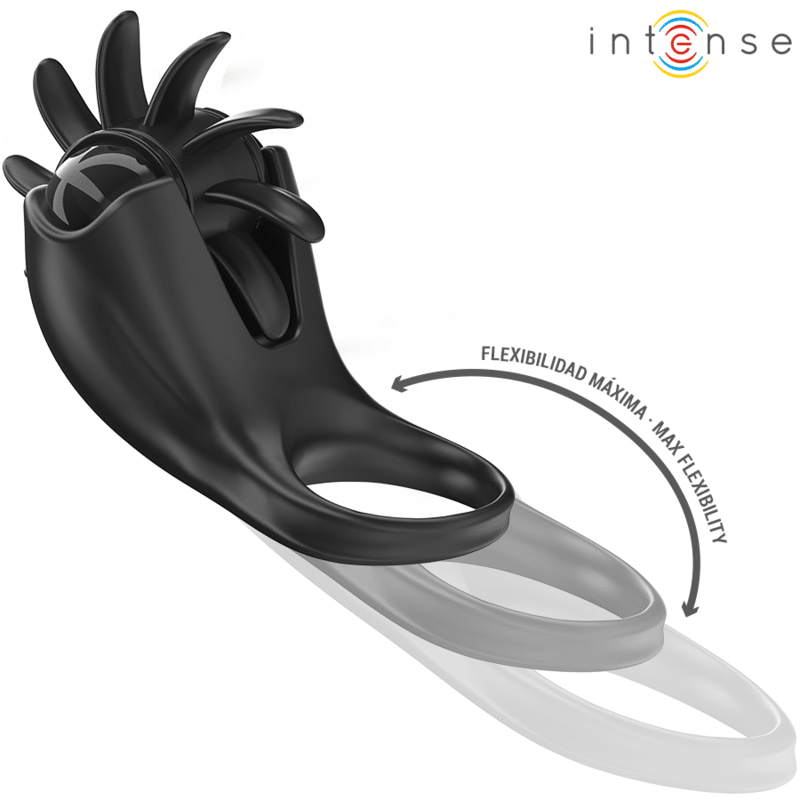 Mabel anneau vibrant 10 vibrations avec stimulateur de clitoris noir — INTENSE, vue 3