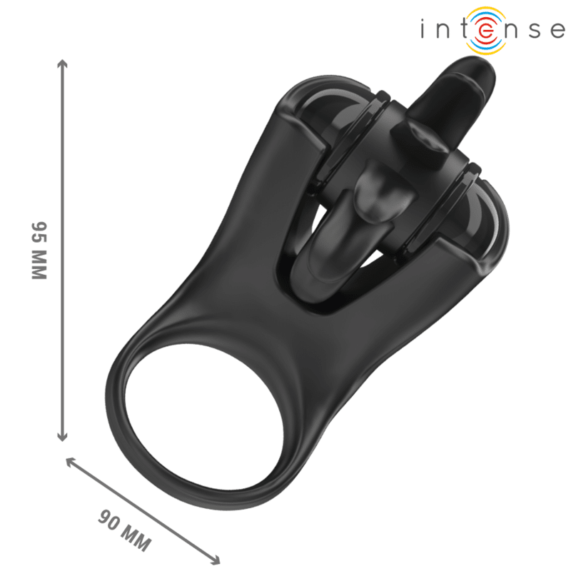 Mabel anneau vibrant 10 vibrations avec stimulateur de clitoris noir — INTENSE, vue 5