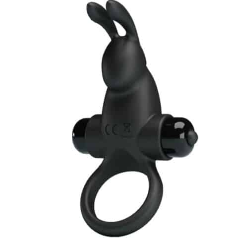 Anneau vibrant + stimulateur de clitoris rabbit 10 vibrations noir — PRETTY LOVE