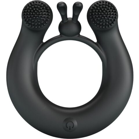 Anneau vibrant dahlia + stimulateur de clitoris 12 vibrations noir — PRETTY LOVE