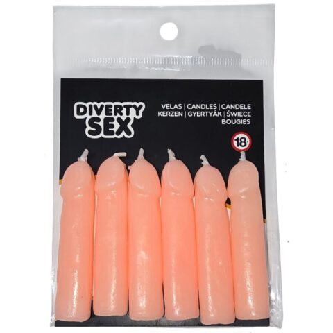 6 Bougies forme pénis chair — DIABLO PICANTE