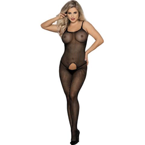Bodystocking noir en résille élastique sans fourrure taille unique — SUBBLIME