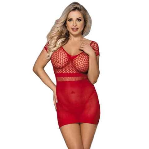 Robe courte en crochet rouge taille unique — SUBBLIME