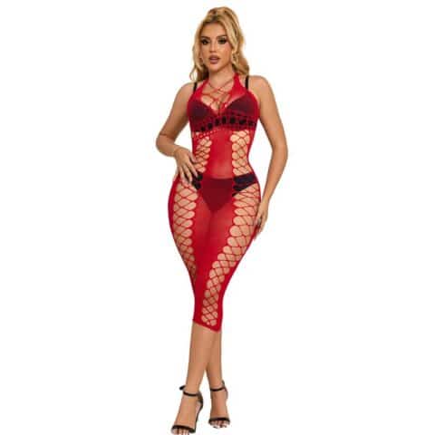 Robe longue réseille rouge taille unique — SUBBLIME
