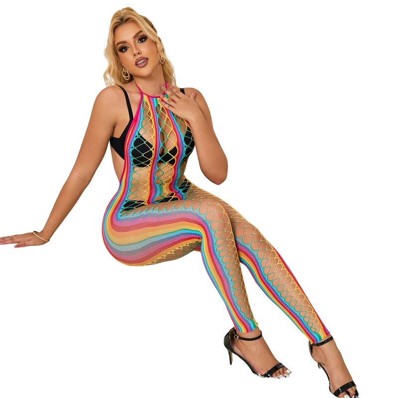 Bodystocking COL DOS NU en maille arc-en-ciel XS/M — SUBBLIME, vue 5
