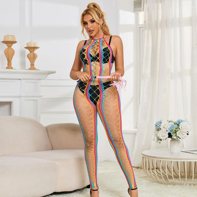 Bodystocking COL DOS NU en maille arc-en-ciel XS/M — SUBBLIME, vue 8