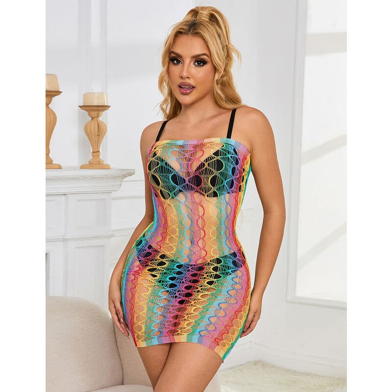 Robe réseille épaules nues arc-en-ciel taille unique — SUBBLIME, vue 8