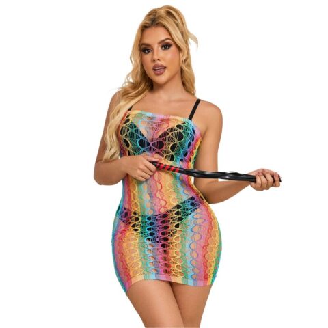 Robe réseille épaules nues arc-en-ciel taille unique — SUBBLIME