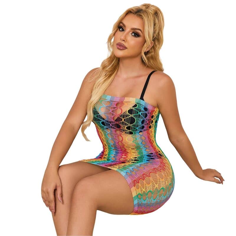 Robe réseille épaules nues arc-en-ciel taille unique — SUBBLIME, vue 6