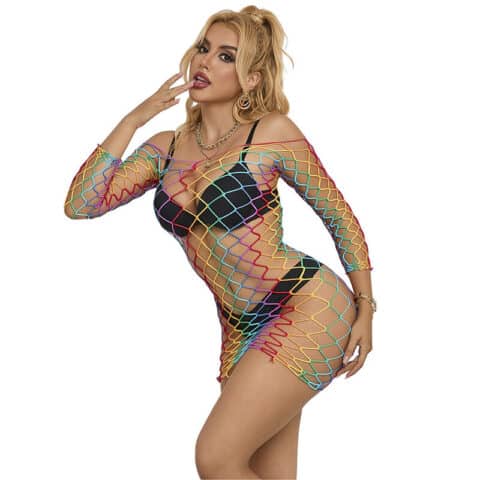 Robe résille manches longues arc-en-ciel taille unique — SUBBLIME