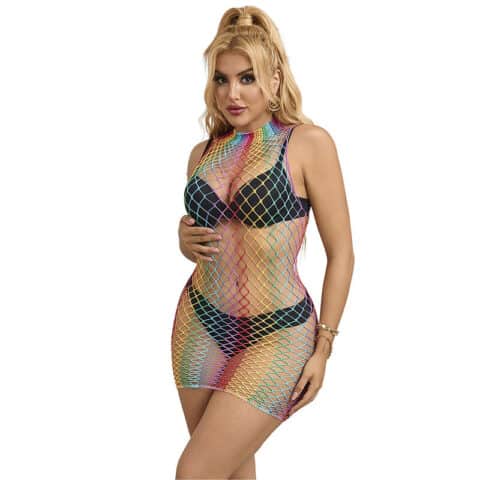 Robe résille sans manches COL montant arc-en-ciel taille unique — SUBBLIME