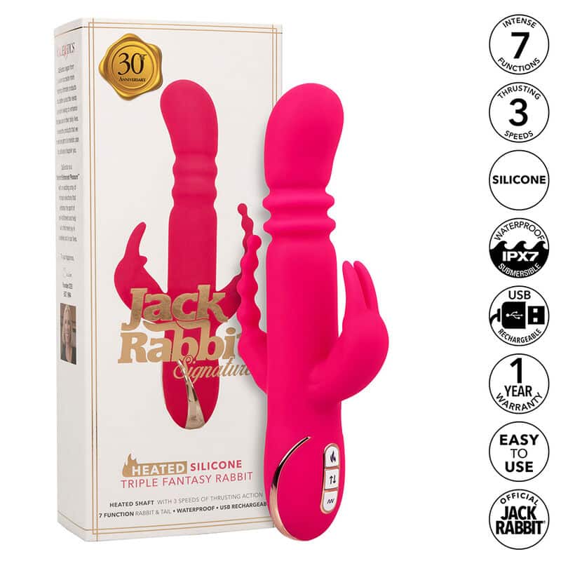 Jack fantasy triple vibrateur chauffant lapin rose — CALEXOTICS, vue 2