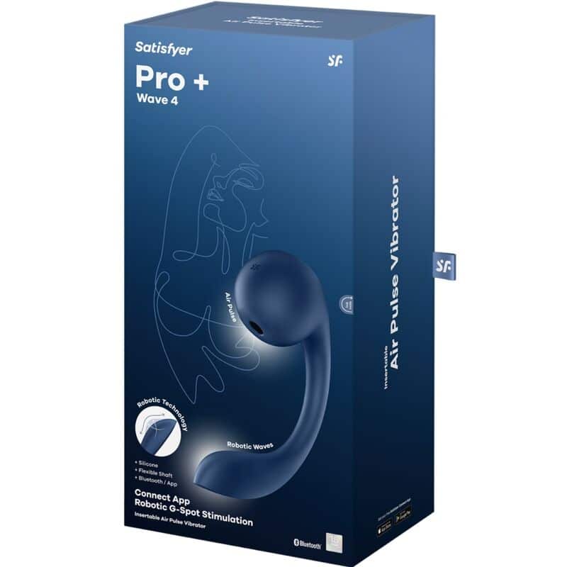 Pro+ wave 4 stimulateur point G et impulsion d'air application gratuite bleu foncé — SATISFYER, vue 6
