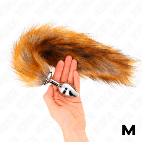Plug anal taille M 8 X 3,5 CM avec queue synthétique 40 CM marron — KINK
