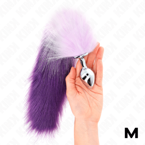 Plug anal taille M 8 X 3,5 CM avec queue synthétique 40 CM violet — KINK