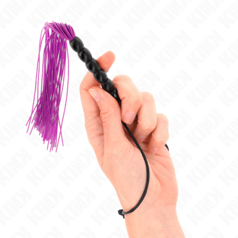 Mini fouet en silicone avec 6 billes violes 26 CM — KINK