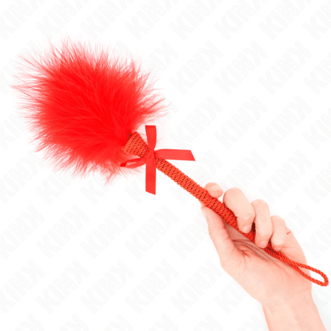 Baguette en corde de nylon avec plumes chatouillantes et noeud rouge 25 cm — KINK