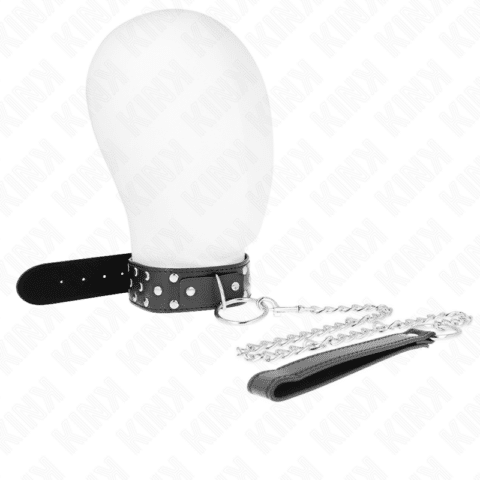 Collier rivet anneau avec ceinture 65 CM noir ajustable 36-50 CM X 3,8 CM — KINK