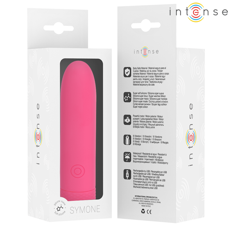 Symone bullet vibrant rechargeable USB 8 vibrations rose 10 X 2,2 CM — INTENSE, vue 7