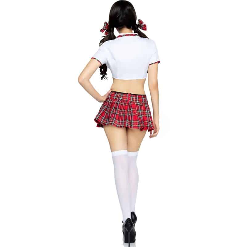 Costume classique de miss collégiale rouge/blanc S/M — LEG AVENUE, vue 6