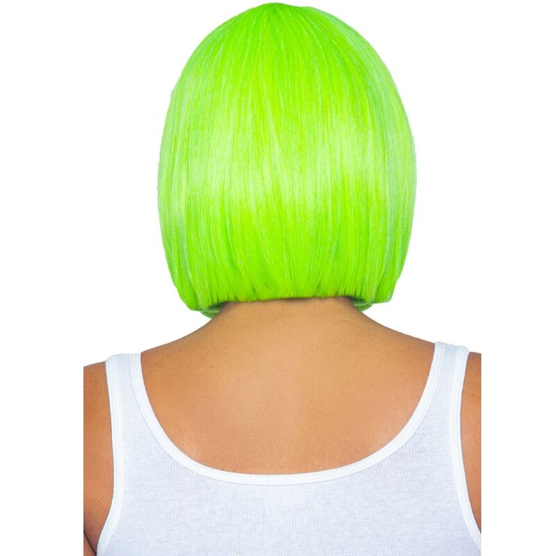 Perruque BOB fluorescente vert fluo — LEG AVENUE, vue 2