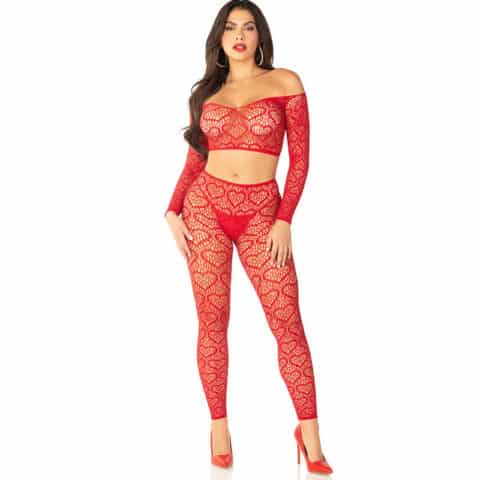 Crop top + bas rouge taille unique