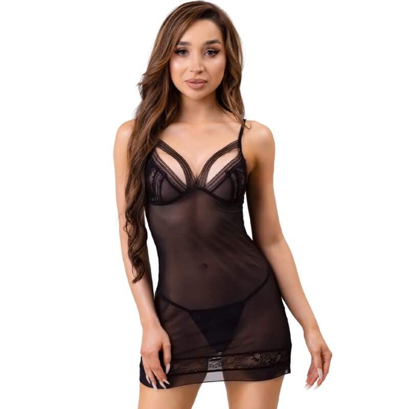 Tiana LC 20208 chemise + string noir S/M — LIVCO CORSETTI FASHION