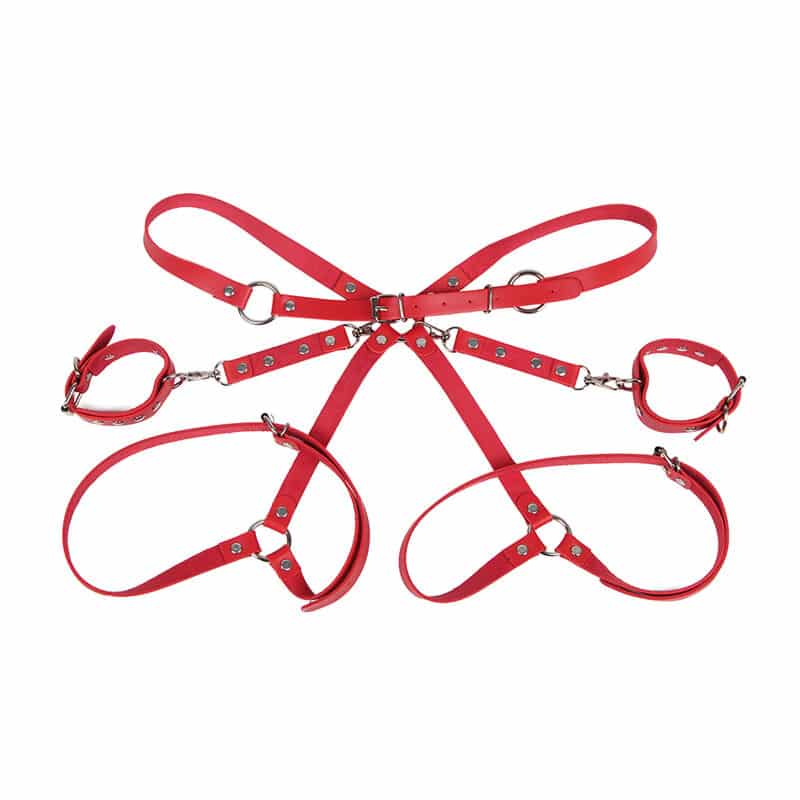 Menottes avec ceinture de bondage rouge taille unique — SUBBLIME, vue 4