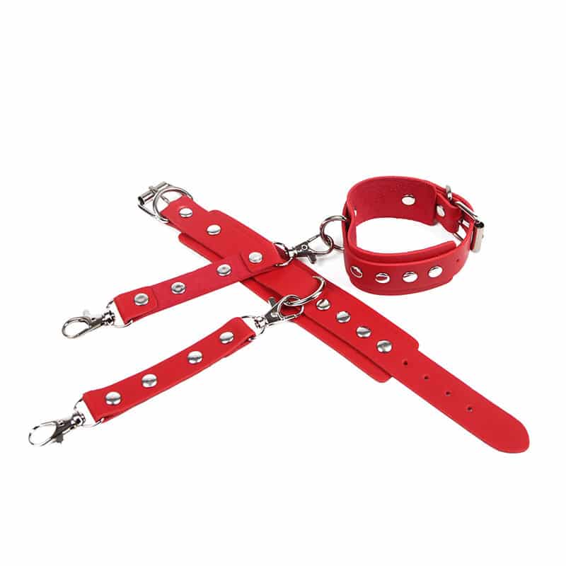 Menottes avec ceinture de bondage rouge taille unique — SUBBLIME, vue 5