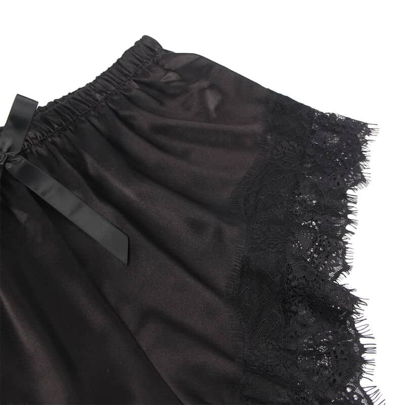 Chemise de nuit décontractée en soie + pantalon en dentelle noir S/M — SUBBLIME, vue 6