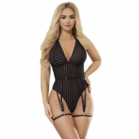 Body avec porte-jarretelles noir S/M — SUBBLIME