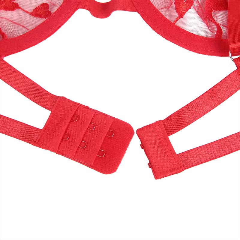 Soutien-gorge + string + porte-jarretelles imprimé coeur rouge S/M — SUBBLIME, vue 8