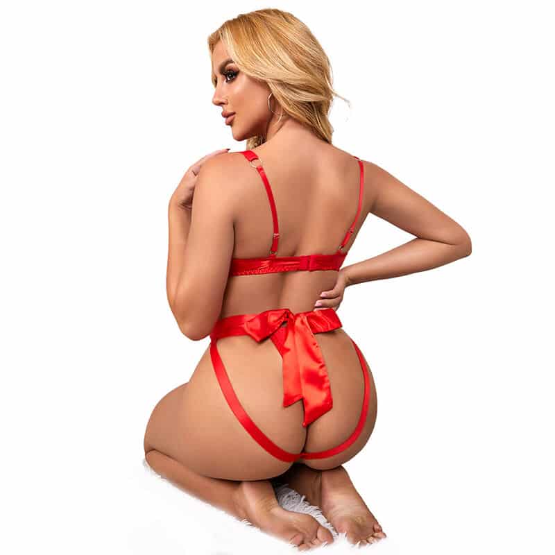 Body sexy ajouré avec noeud rouge S/M — SUBBLIME, vue 6