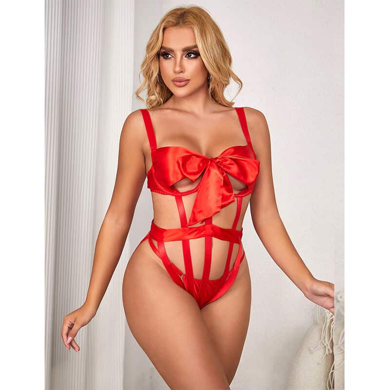 Body sexy ajouré avec noeud rouge L/XL — SUBBLIME, vue 8